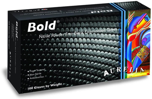 Aurelia Bold Black Nitrile Powder Free Gloves  - Box of 100