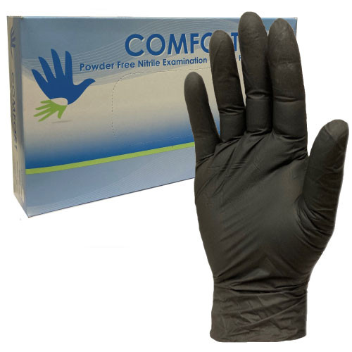 Black Nitrile Disposable Gloves Box of 100 - Comfort Rubber Gloves