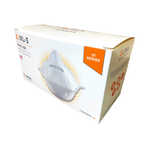 Alpha Solway IXL-3 Unvalved Fold Flat FFP3 Face Mask, Box of 20