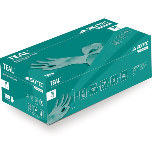 SKYTEC TEAL Disposable Gloves Box of 100