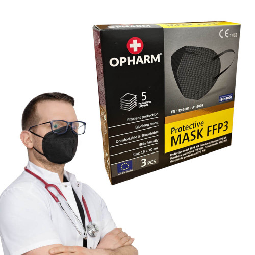 Stay safe with the FFP3 Black Mask by Opharm