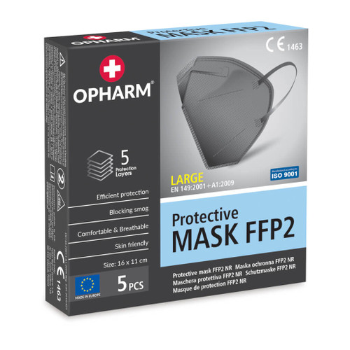 Box of  Large Grey Opharm Protective Mask FFP2