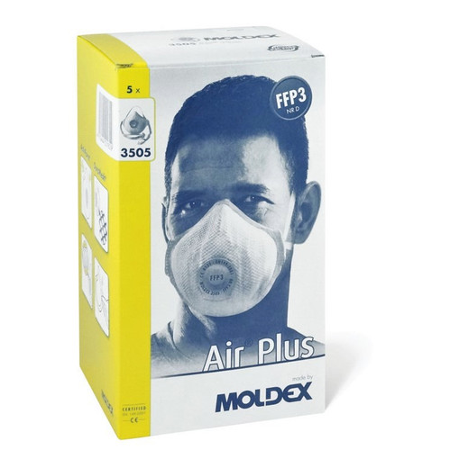 Moldex 3505 FFP3 Air Plus Non-Reusable Face Mask Valved (Box of 5 Respirators)