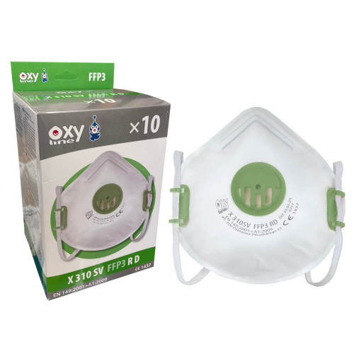 Oxyline X 310 SV FFP3 Reusable Respirator Mask with Valve - Box of 10