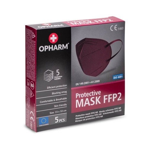 Opharm Protective mask FFP2 burgundy (Box)