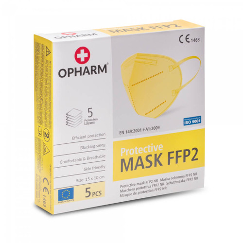 Box of Opharm Protective mask FFP2 yellow