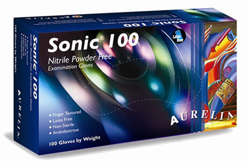 Aurelia Sonic 100 Nitrile Powder Free Gloves Blue - Box of 100 - Small