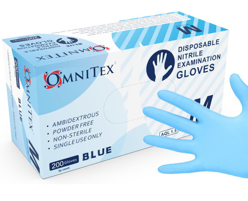 Omnitex Premium Blue Nitrile Gloves Powder Free - Box of 200