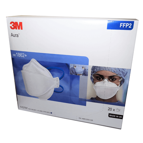 3M Aura 1862+ FFP2 Type IIR Unvalved Respirator Face Mask (Box of 20)