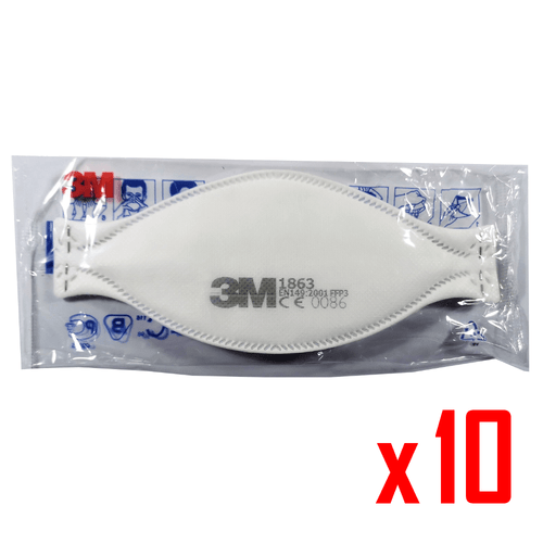 3M FFP3 1863 Unvalved Face Mask Respirator  - 10 Pack