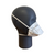 Side view of a white FFP2 NR D medical respirator mask on a black mannequin head, showcasing the headband placement and mask fit.